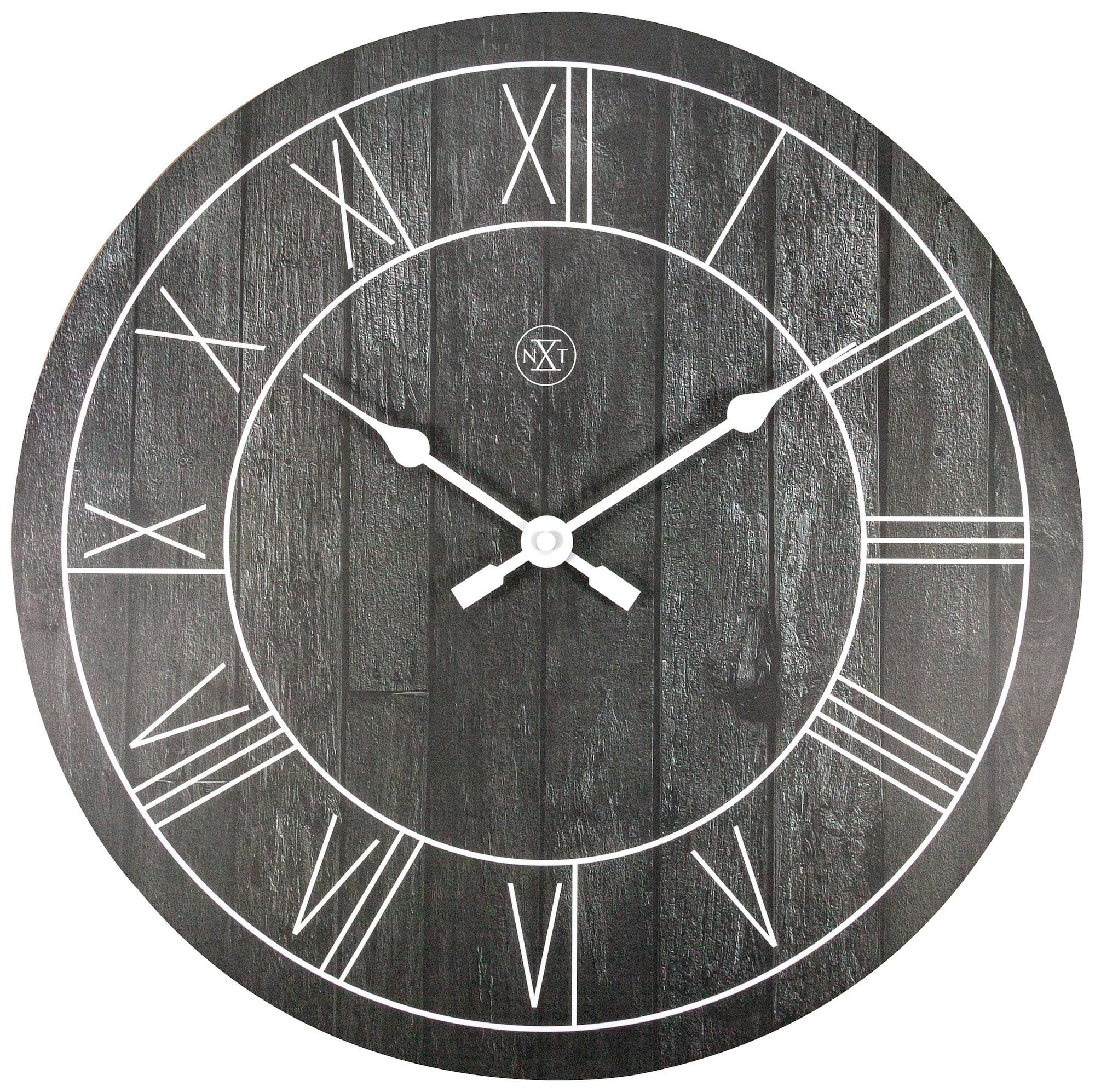 NeXtime Clocks wooden wall clock, 40 cm diameter, with a minimalist design and natural wood finish, labeled 'Paul'.